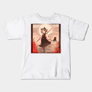 Paper Illustration of Devil Girl Kids T-Shirt